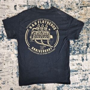 H&H Flatheads T Shirt Men’s M Black Short Sleeve Graphic Hot Rod Greaser
